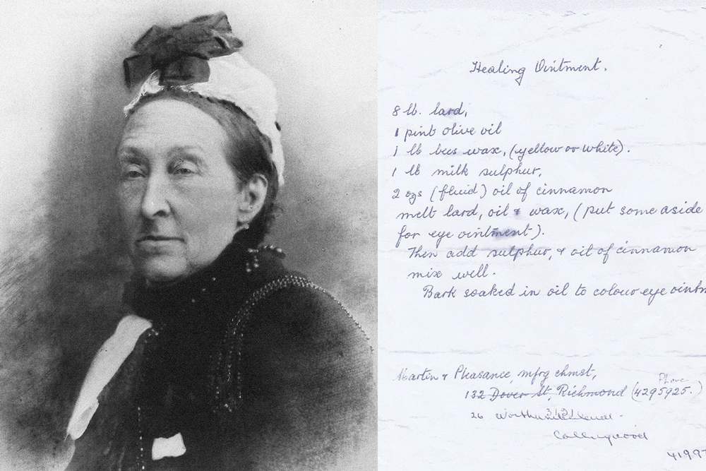 Eliza Nelson and recipe for Cleansing, Healing & Soothing Ointment. Reproduced with permission of Lorraine Finlay