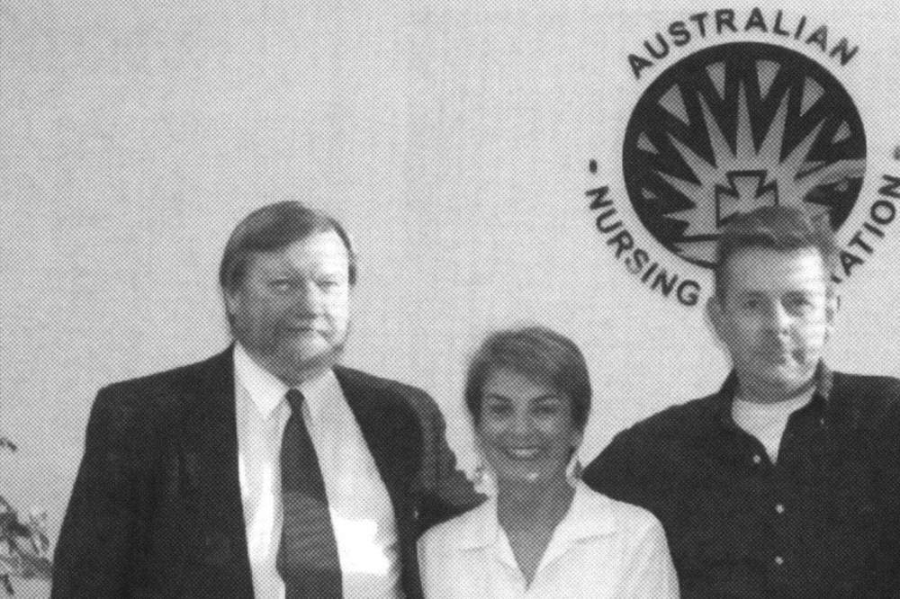 In Perth: Bob Burrows, Belinda Morieson and then industrial officer Paul Gilbert.