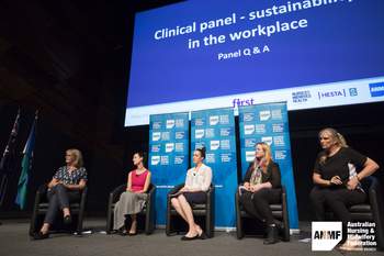 The clinical panel - Sustainability in the Workplace at the ANMF Health and Environmental Sustainability Conference, 2018. Photograph by Chris Hopkins