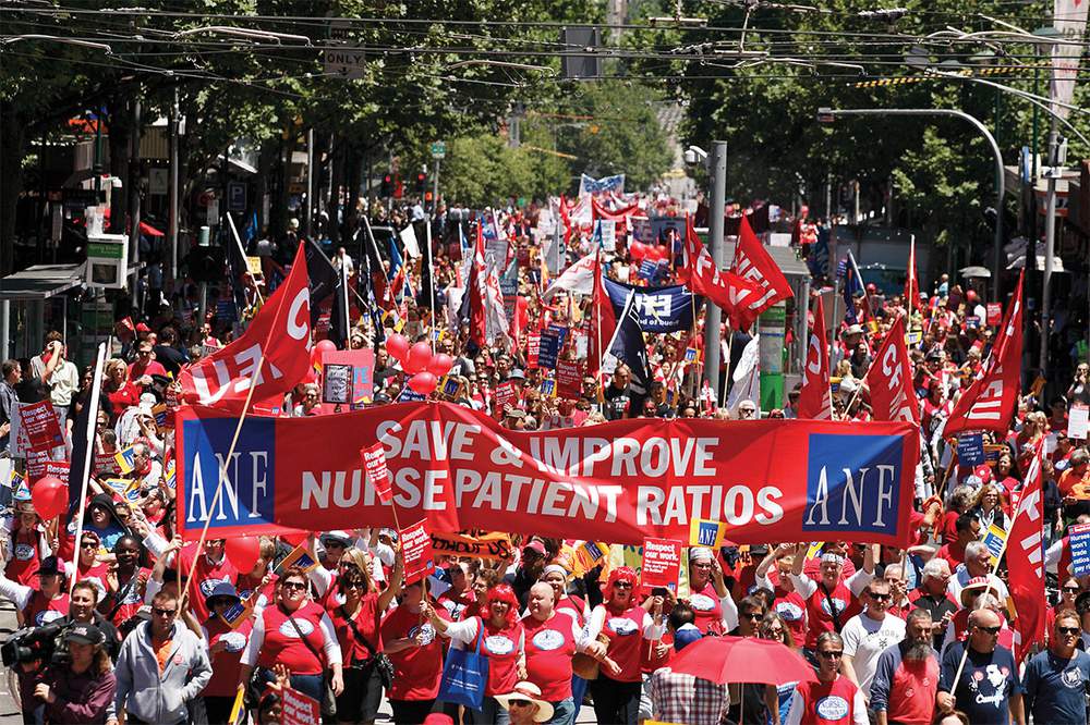 2011 EBA Melbourne rally Bourke Street to steps of Parliament – 24 November 2011 – Photo Mark Munro