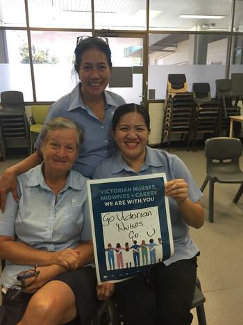 
Solidarity and support from ANMF NT members at Casuarina Community Care