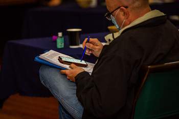 A delegate at Ballarat Trades Hall. Photo: David Bailey