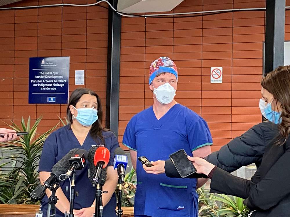 Intensive care specialist Dr Yasmine Ali Abdelhamid and ICU nurse Steven Moylan.