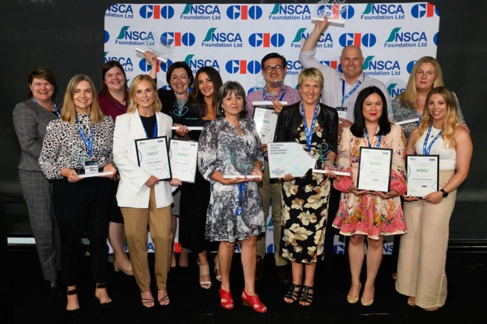 Sandi Hatfield, centre, with other National Safety Council of Australia award winners